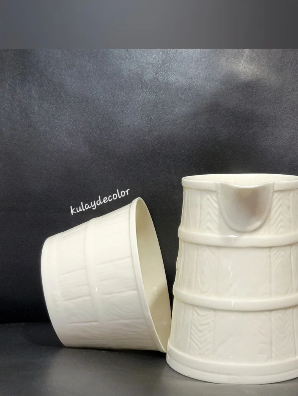 Royal Worcester Bone China Ribbed Barrel Sugar Bowl Creamer Set Made in England